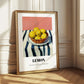 Lemon – on Striped Tablecloth, Fruit Painting
