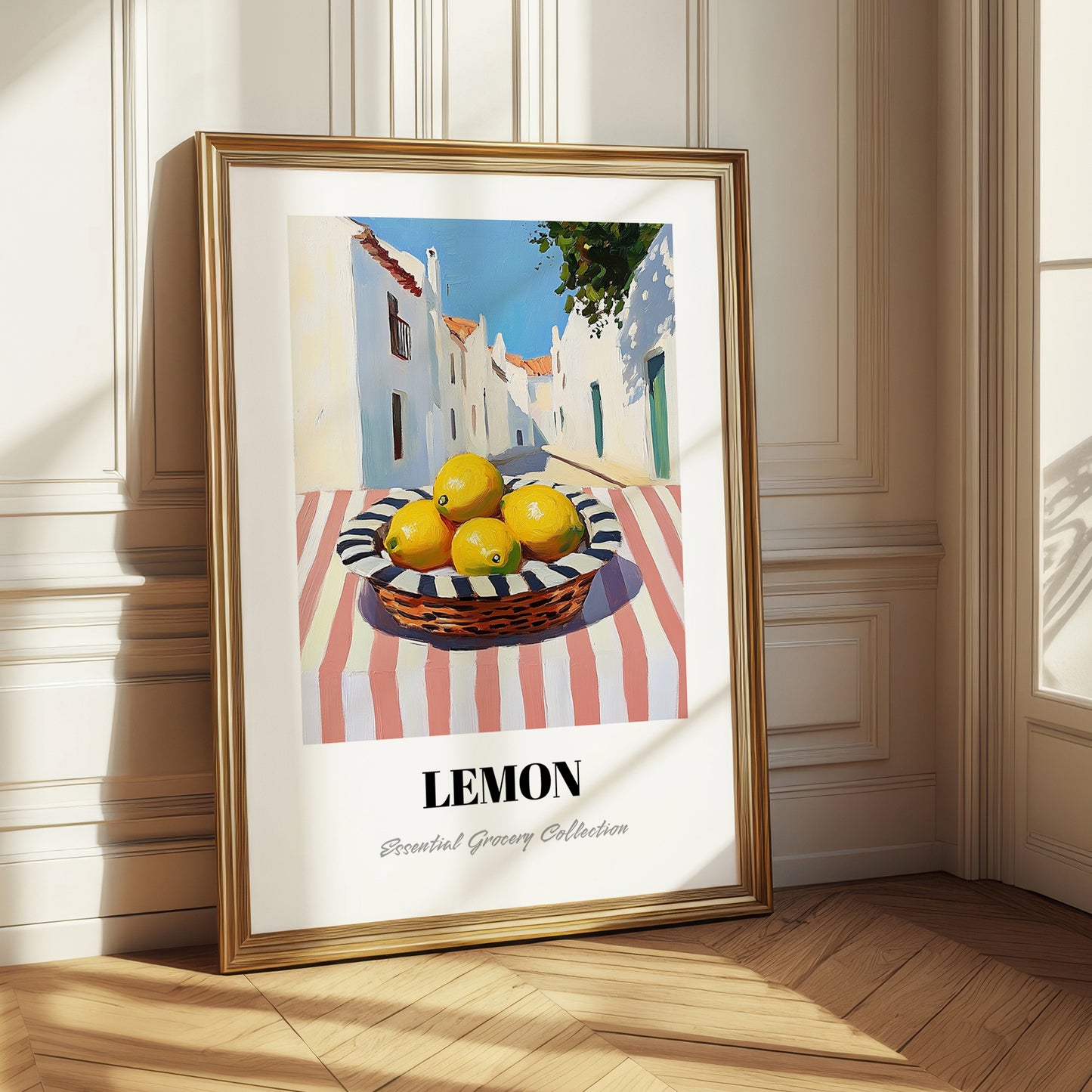 Lemon – White village Street Café Scene, Fruit Wall Decor