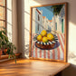 Lemon – White village Street Café Scene, Fruit Wall Decor, clean layout with no caption
