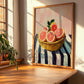 Grapefruit – on Striped Tablecloth, Fruit Still Life, clean layout with no caption