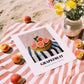 Grapefruit – on Striped Tablecloth, Fruit Still Life, unframed on coastal sand