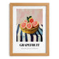 Grapefruit – on Striped Tablecloth, Fruit Still Life, set in oak frame