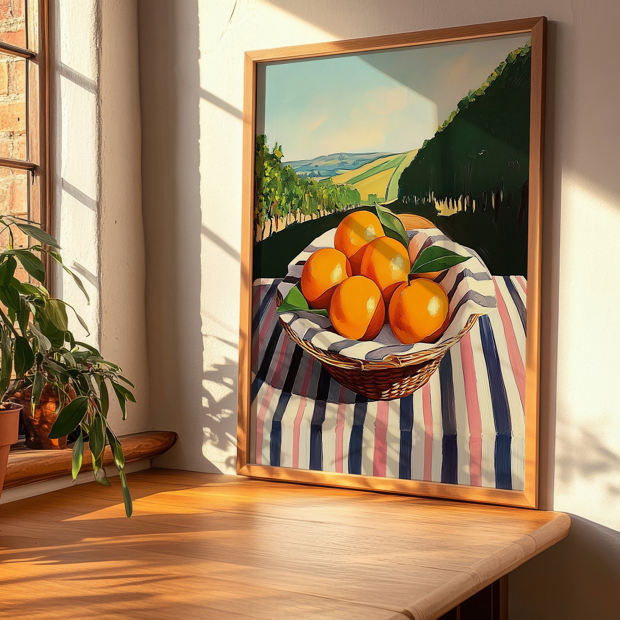 Mandarin – Green Valley Landscape, Fruit Print, clean layout with no caption