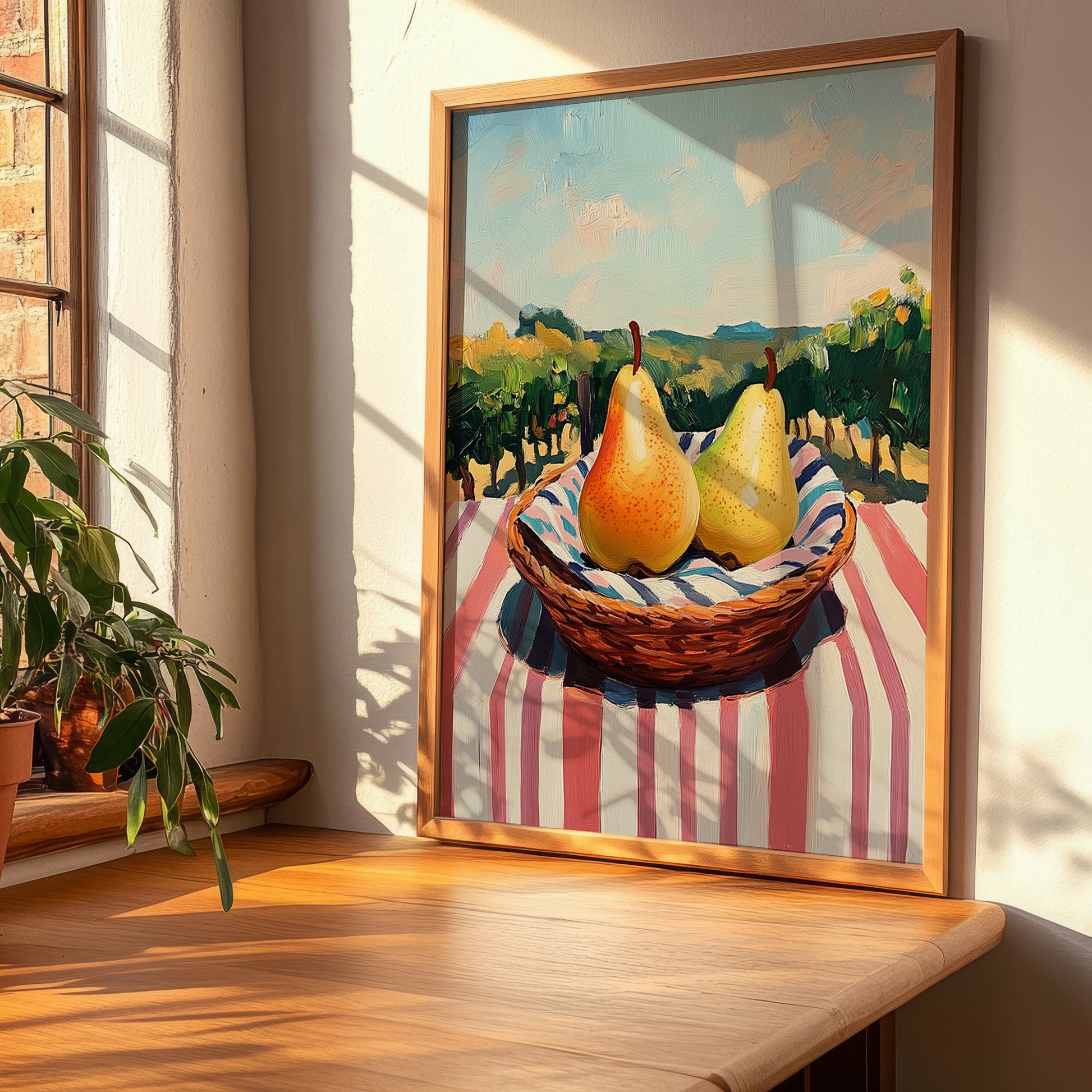 Pear – Green Valley Landscape, Fruit Still Life, clean layout with no caption