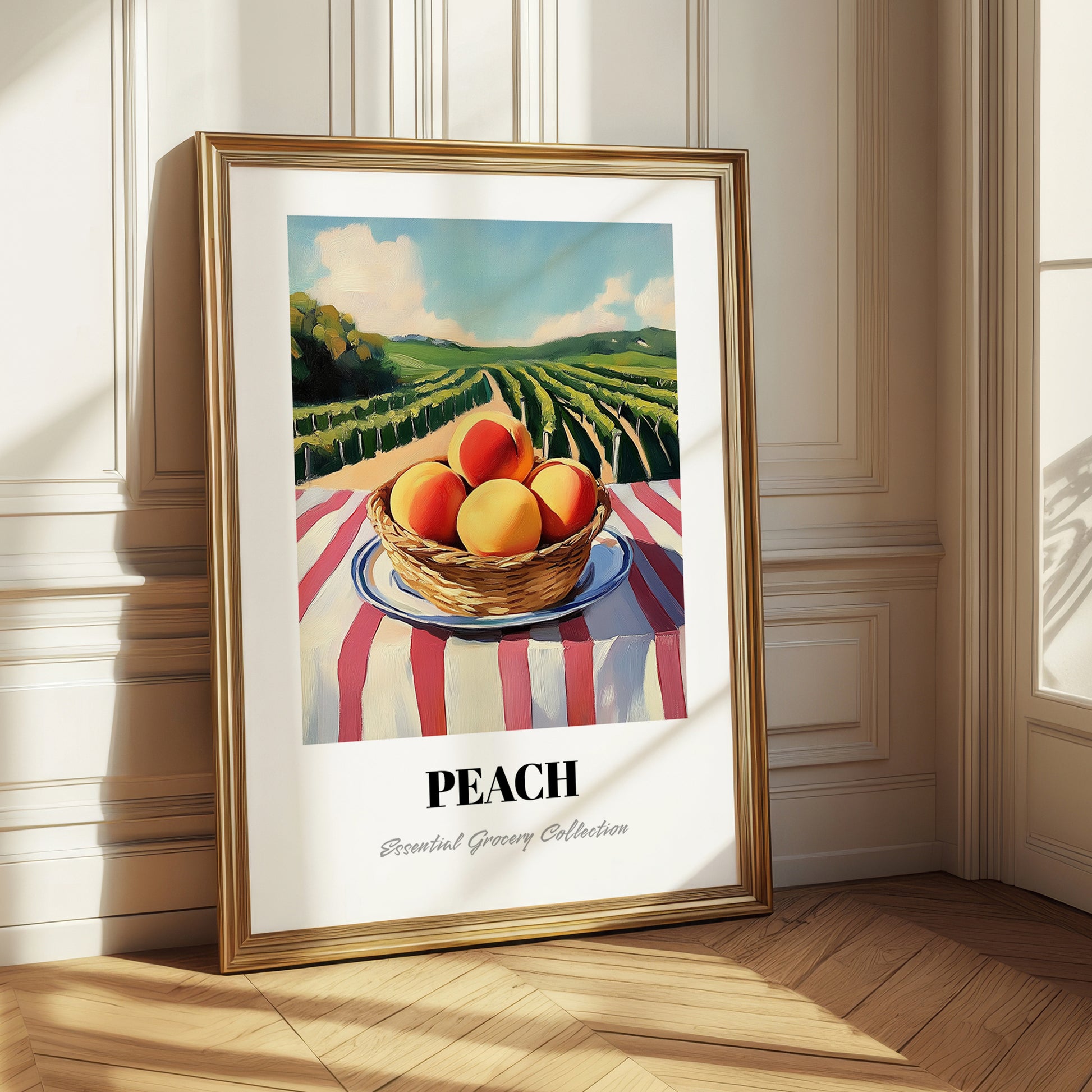 Peach – Valley Café Scene, Fruit Wall Decor