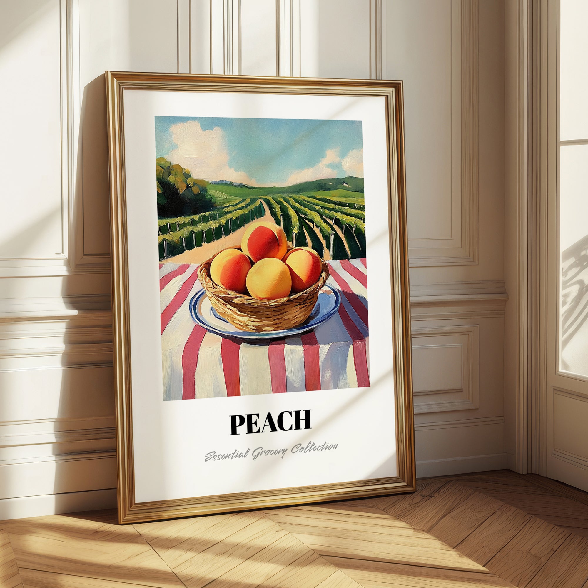 Peach – Valley Café Scene, Fruit Wall Decor