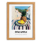Pineapple – White village Urban Café Scene, Fruit Painting, set in oak frame