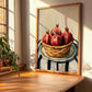 Pomegranate – on Striped Tablecloth, Fruit Illustration, clean layout with no caption