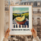 Honeydew Melon – Valley Café Scene, Fruit Illustration, styled in a charming Paris street view