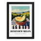 Honeydew Melon – Valley Café Scene, Fruit Illustration, in sleek black frame
