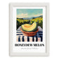 Honeydew Melon – Valley Café Scene, Fruit Illustration, placed in minimal white frame