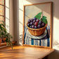 Grape – on Striped Tablecloth, Fruit Wall Decor, clean layout with no caption