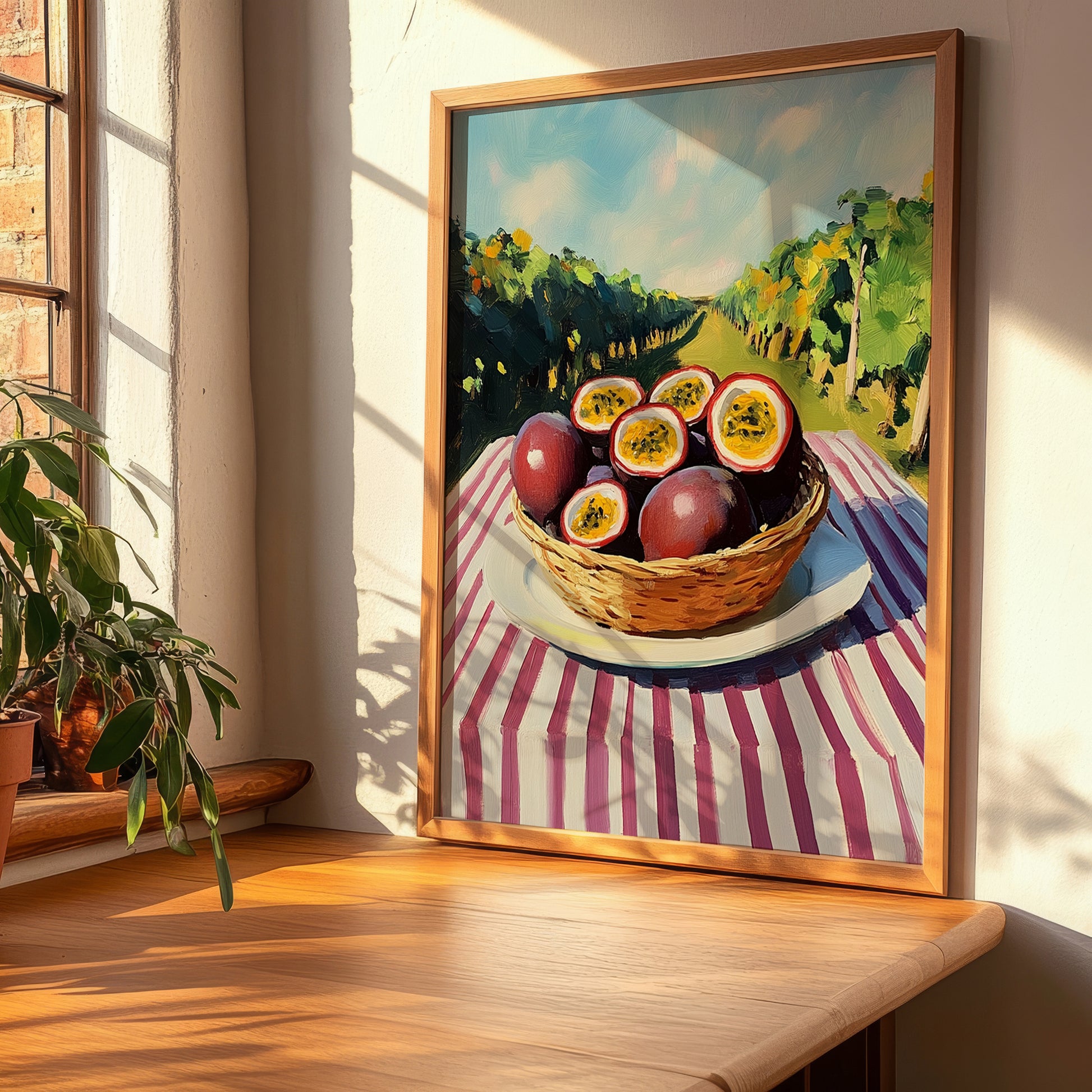 Passion Fruit – Green Valley Landscape, Fruit Print, clean layout with no caption