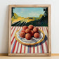 Lychee – Green Valley Landscape, Fruit Still Life, no-text version framed in wood