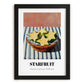 Starfruit – on Striped Tablecloth, Fruit Wall Decor, in sleek black frame