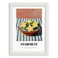 Starfruit – on Striped Tablecloth, Fruit Wall Decor, placed in minimal white frame
