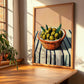 Olive – on Striped Tablecloth, Vegetable Wall Decor, clean layout with no caption