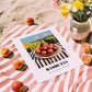 Rambutan – Valley Café Scene, Vegetable Wall Decor, unframed on coastal sand