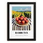 Rambutan – Valley Café Scene, Vegetable Wall Decor, in sleek black frame