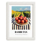 Rambutan – Valley Café Scene, Vegetable Wall Decor, placed in minimal white frame