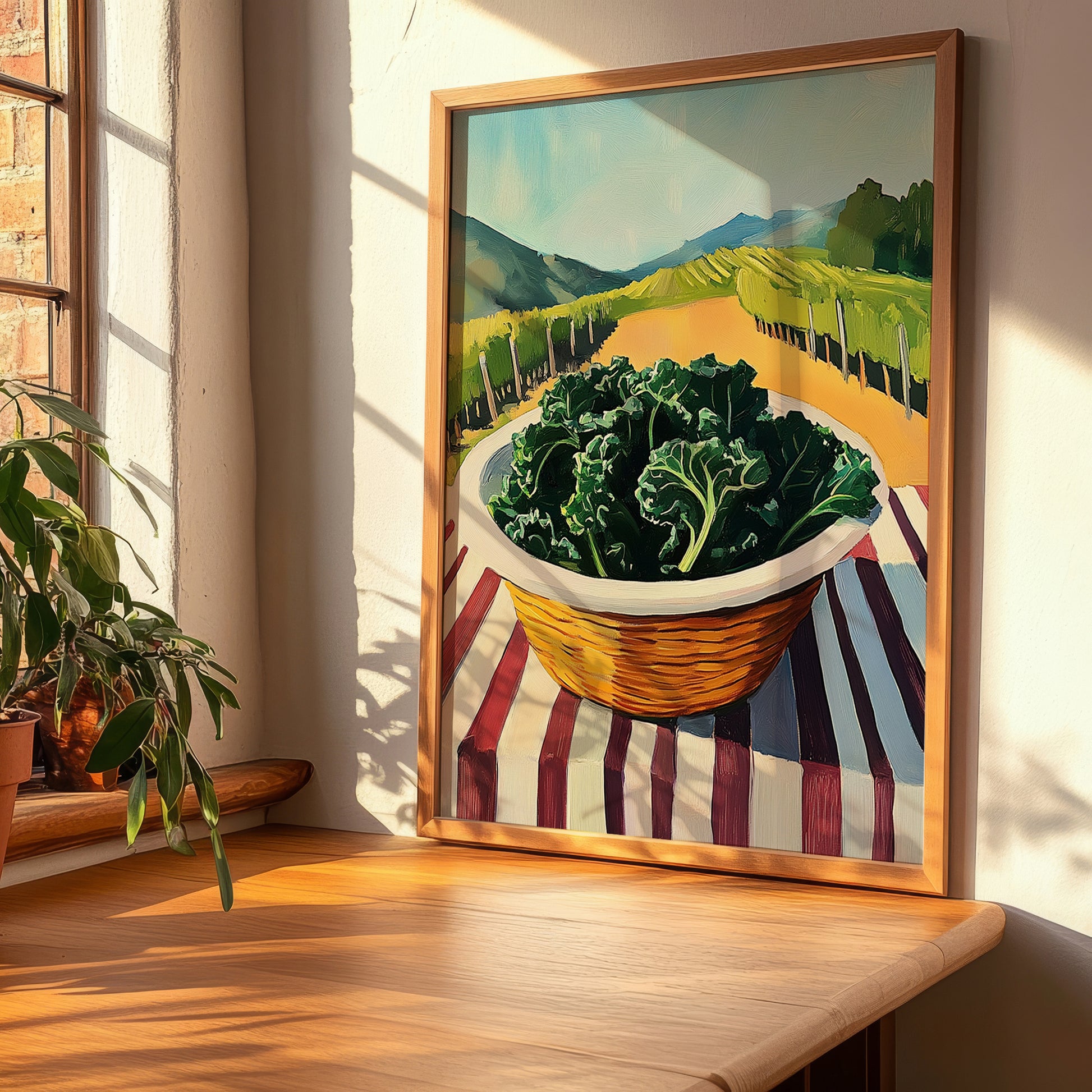Kale – Green Valley Landscape, Vegetable Wall Decor, clean layout with no caption