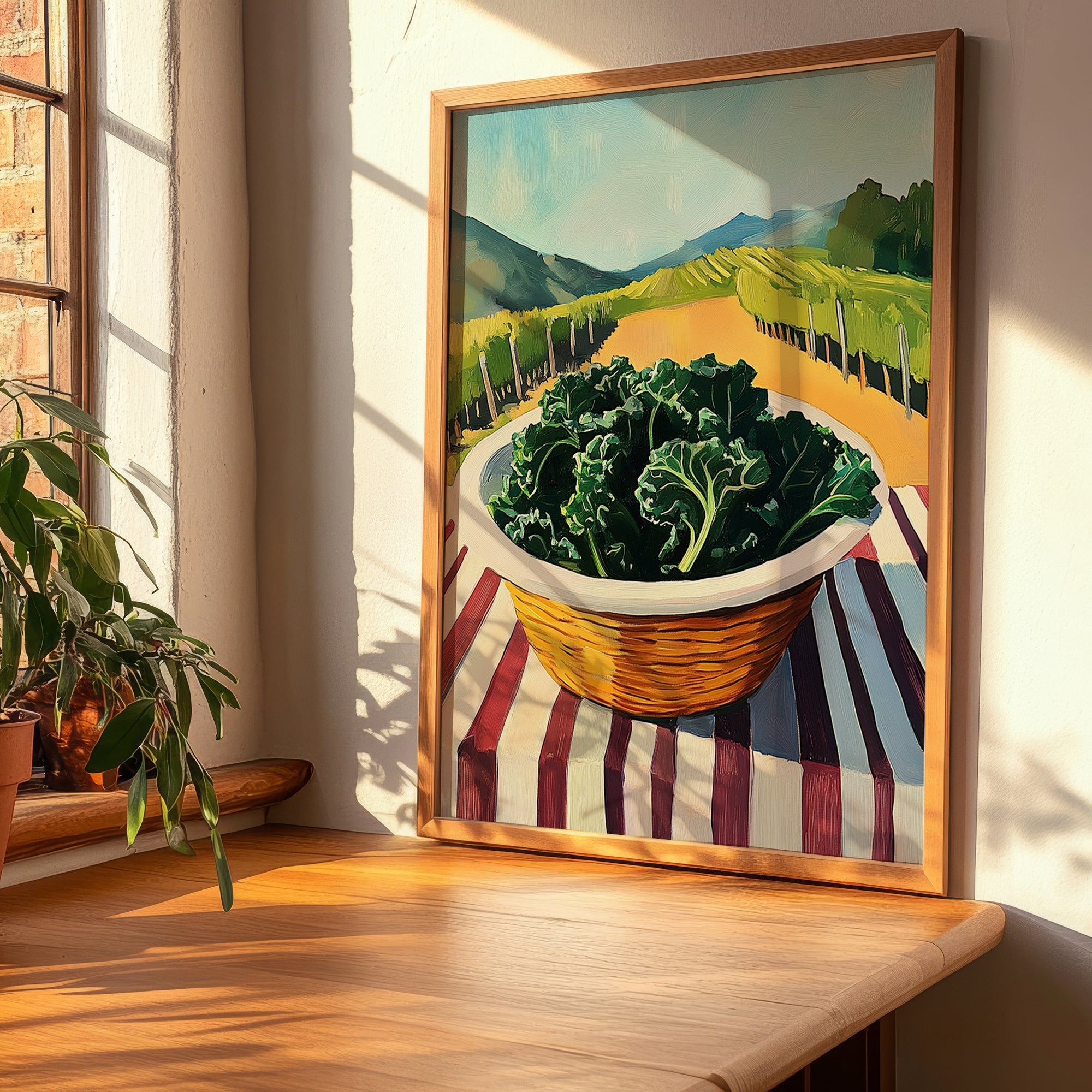 Kale – Green Valley Landscape, Vegetable Wall Decor, clean layout with no caption