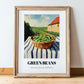 Green Beans – Valley Café Scene, Vegetable Still Life, in wooden frame leaning on the floor
