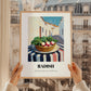 Radish – White village Café on the Corner, Vegetable Poster, styled in a charming Paris street view