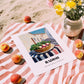 Radish – White village Café on the Corner, Vegetable Poster, unframed on coastal sand