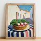 Radish – White village Café on the Corner, Vegetable Poster, no-text version framed in wood