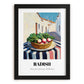 Radish – White village Café on the Corner, Vegetable Poster, in sleek black frame