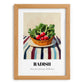 Radish – on Striped Tablecloth, Vegetable Wall Decor, set in oak frame