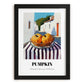 Pumpkin – White village Café on the Corner, Vegetable Still Life, in sleek black frame