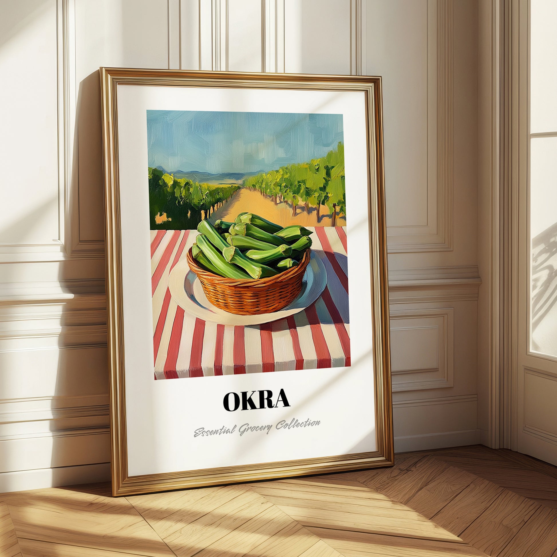 Okra – Valley Café Scene, Vegetable Wall Decor