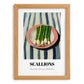 Green Onions – on Striped Tablecloth, Vegetable Wall Decor, set in oak frame
