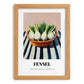 Fennel – on Striped Tablecloth, Vegetable Print, set in oak frame