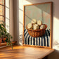 Jicama – on Striped Tablecloth, Vegetable Wall Art, clean layout with no caption