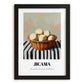 Jicama – on Striped Tablecloth, Vegetable Wall Art, in sleek black frame