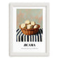 Jicama – on Striped Tablecloth, Vegetable Wall Art, placed in minimal white frame