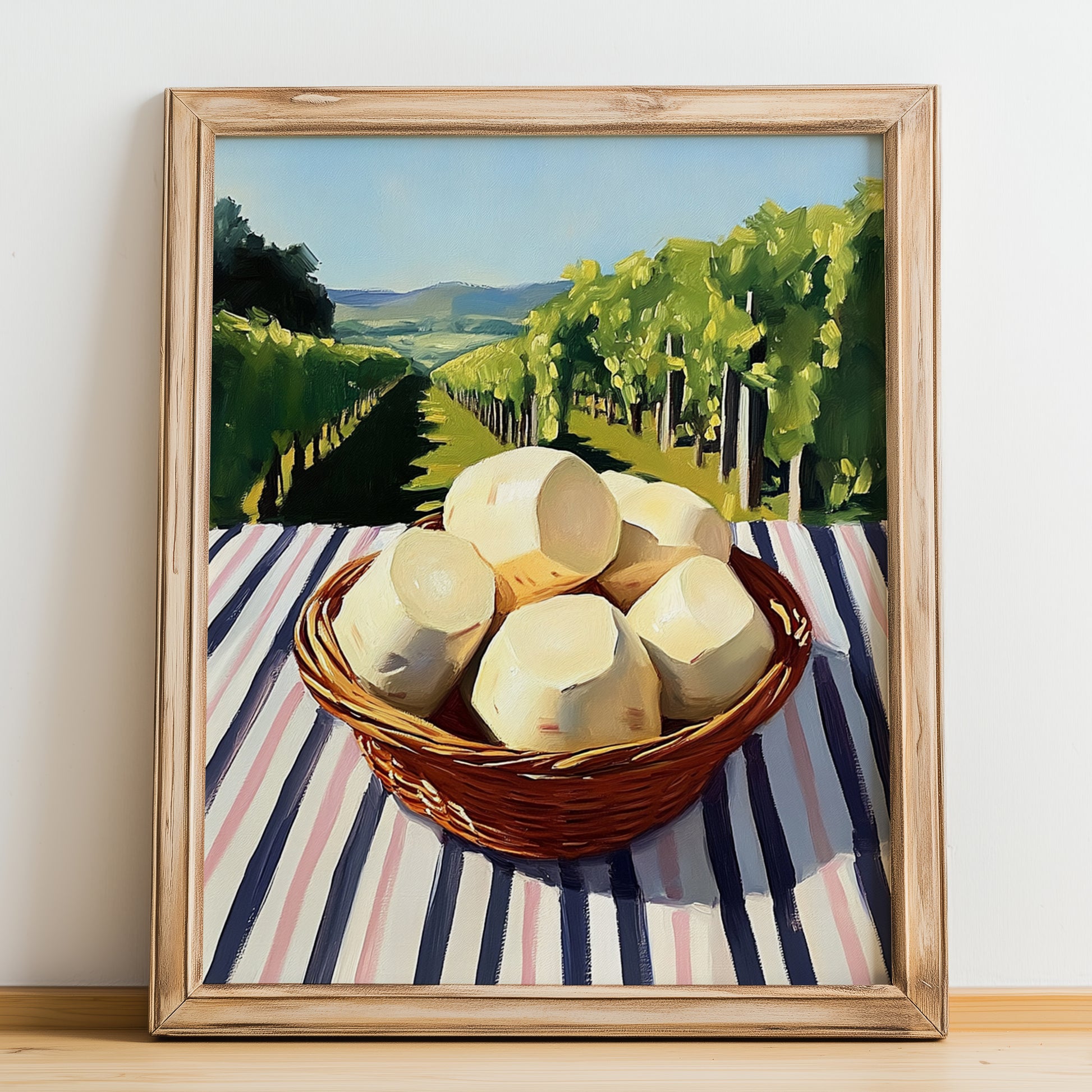 Jicama – Green Valley Landscape, Vegetable Poster, no-text version framed in wood