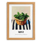 Mint – on Striped Tablecloth, Fresh Herbs Poster, set in oak frame