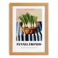 Fennel Fronds – on Striped Tablecloth, Fresh Herbs Still Life, set in oak frame