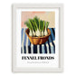 Fennel Fronds – on Striped Tablecloth, Fresh Herbs Still Life, placed in minimal white frame