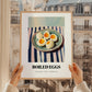 Boiled Eggs – on Striped Tablecloth, American Food Wall Decor, styled in a charming Paris street view