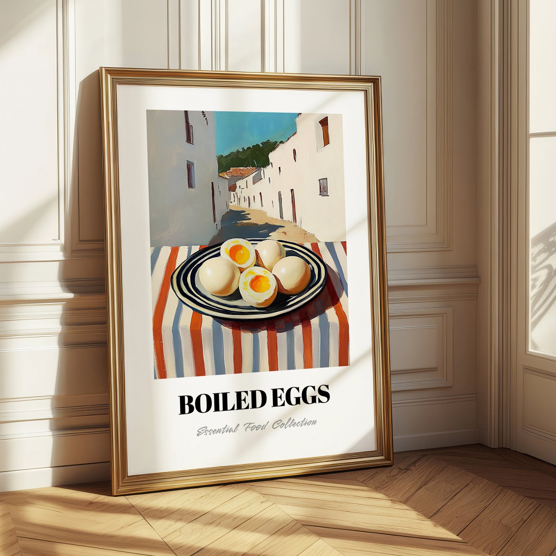 Boiled Eggs – White village Café on the Corner, American Food Wall Print