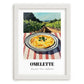 Omelette – Hilltop Café Scene, French Food Painting, placed in minimal white frame