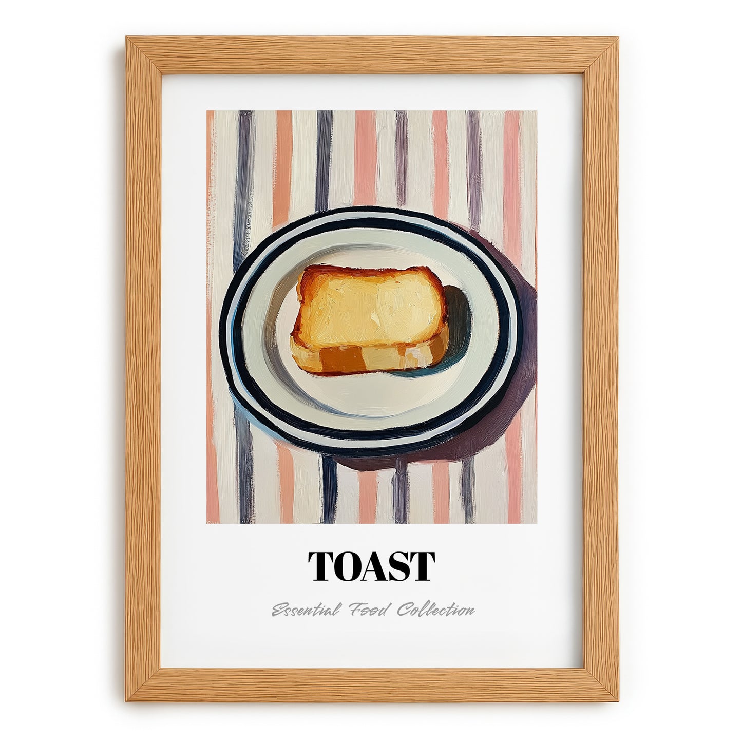 Toast – on Striped Tablecloth, British Food Poster, set in oak frame