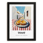 Toast – White village Urban Café Scene, British Food Illustration, in sleek black frame