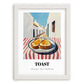 Toast – White village Urban Café Scene, British Food Illustration, placed in minimal white frame