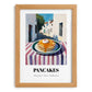 Pancakes – White village Urban Café Scene, American Pastry Illustration, set in oak frame